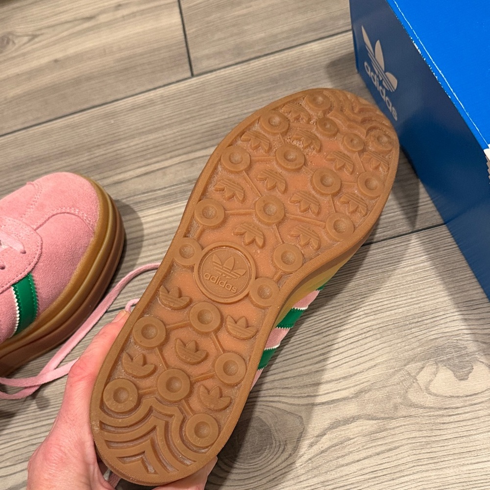 Adidas Suede Pink and Green Sneakers - Picture 3 of 5